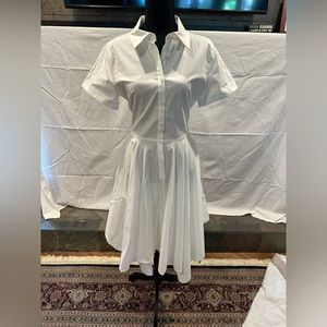 Ivy + Blu White Shirt dress Tissue style hem, Size US 10